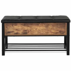 IDMarket Banquette coffre de rangement bois et métal* Meubles Bas|Meubles En Bois