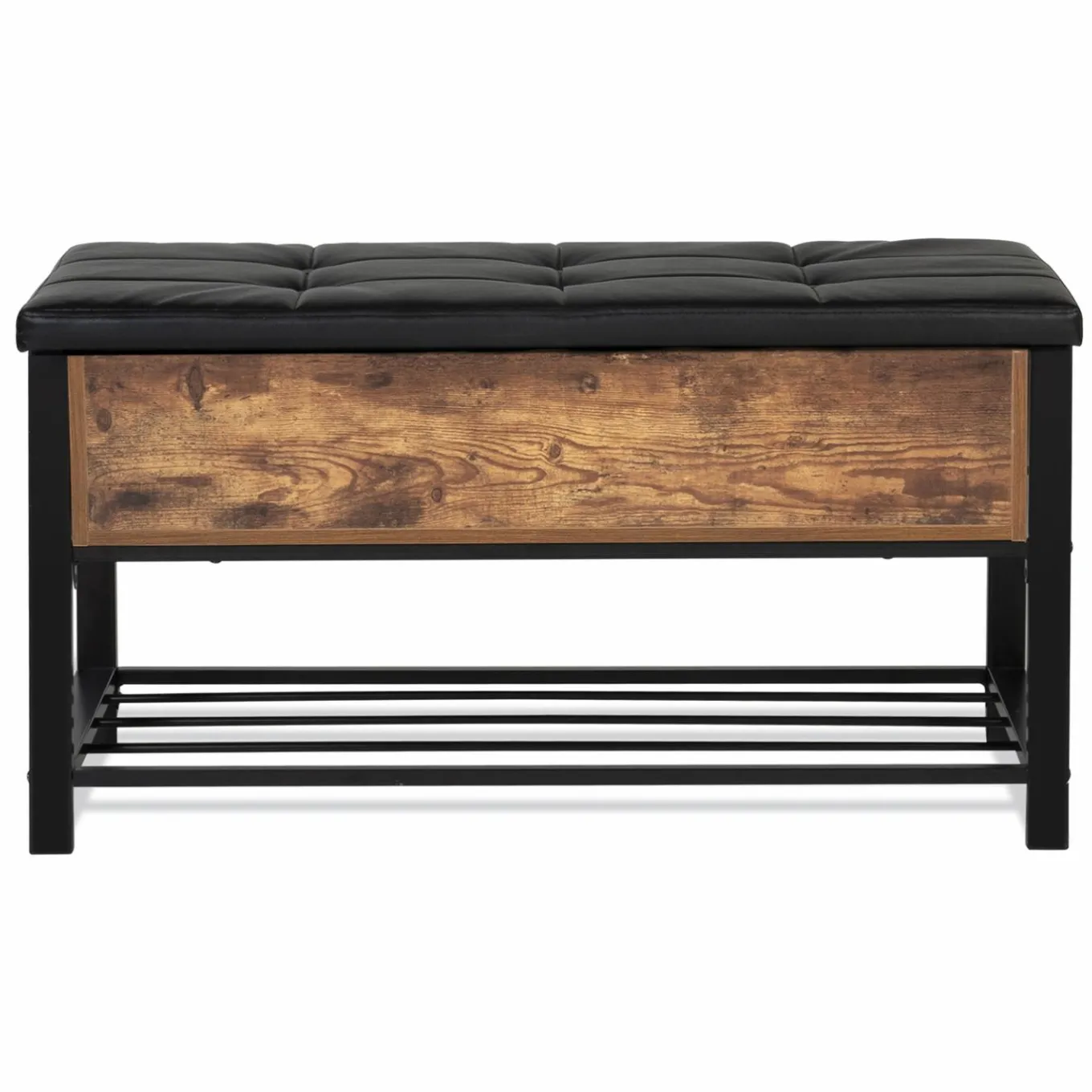 IDMarket Banquette coffre de rangement bois et métal* Meubles Bas|Meubles En Bois
