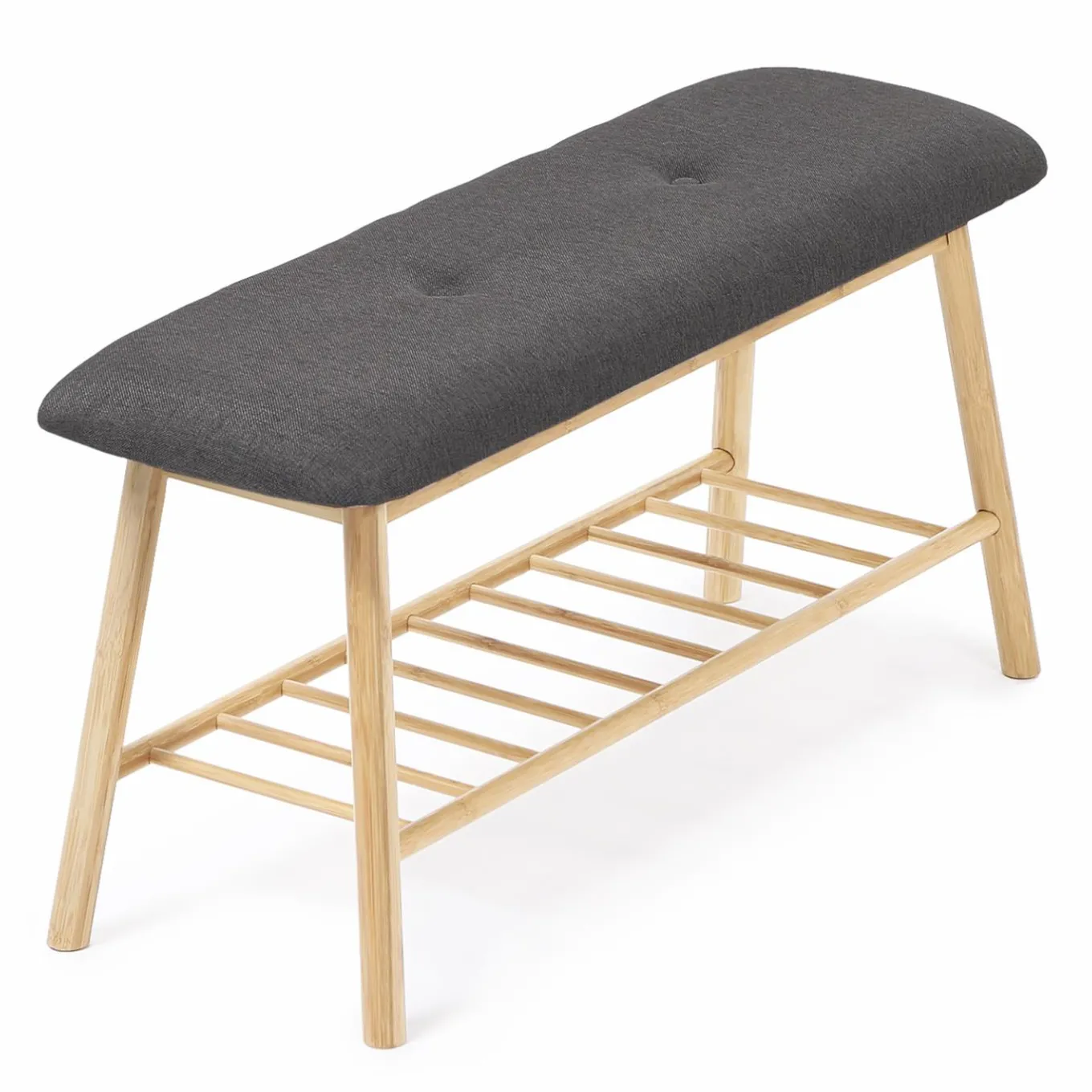 IDMarket Banquette d'entrée style scandinave gris anthracite* Collection Bambou|Bancs D'Entrée