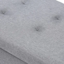 IDMarket Banquette rangement tissu gris clair en lin* Bancs D'Entrée|Chambre Complète Adulte