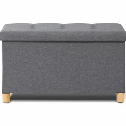 IDMarket Banquette rangement tissu gris anthracite en lin* Bancs D'Entrée|Chambre Complète Adulte