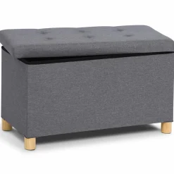 IDMarket Banquette rangement tissu gris anthracite en lin* Bancs D'Entrée|Chambre Complète Adulte