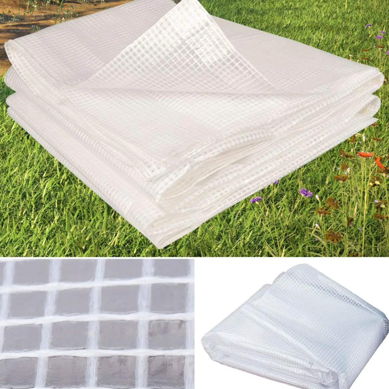 IDMarket Bâche armée transparente 4x6 m renforcée* Bâches Découpables Et Accessoires