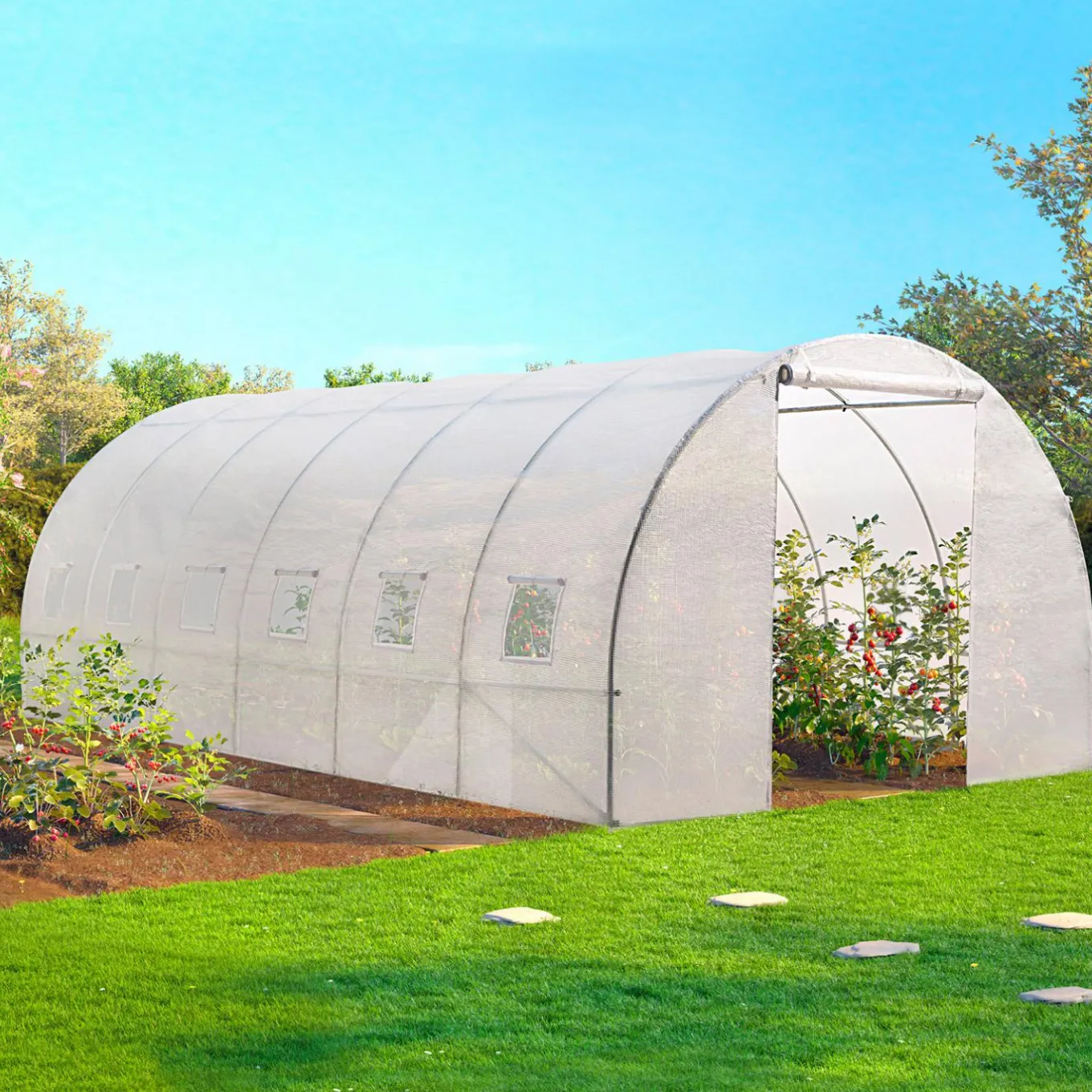 IDMarket Bâche serre tunnel relevable blanche 3x6m* Bâches Pour Serres Et Accessoires