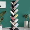 IDMarket Bibliothèque arbre bois noir et façon hêtre 10 niveaux* Meubles Hauts|Collection Design