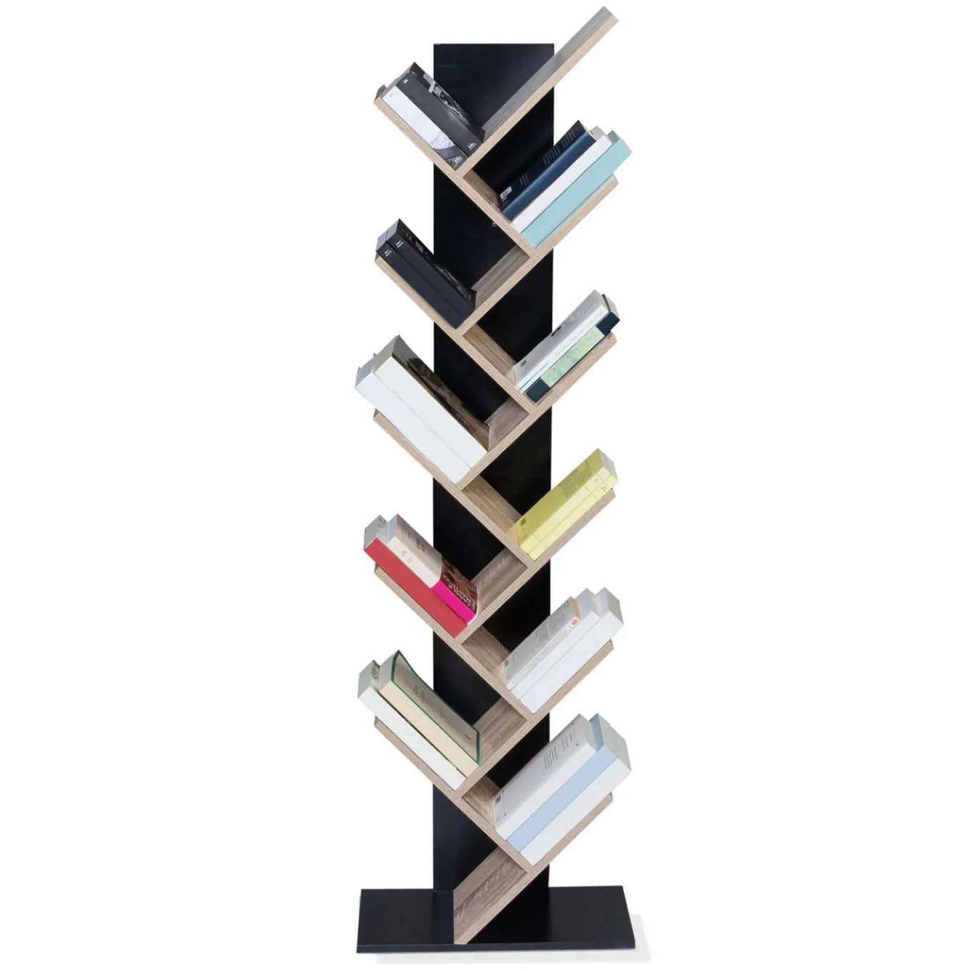 IDMarket Bibliothèque arbre bois noir et façon hêtre 10 niveaux* Meubles Hauts|Collection Design