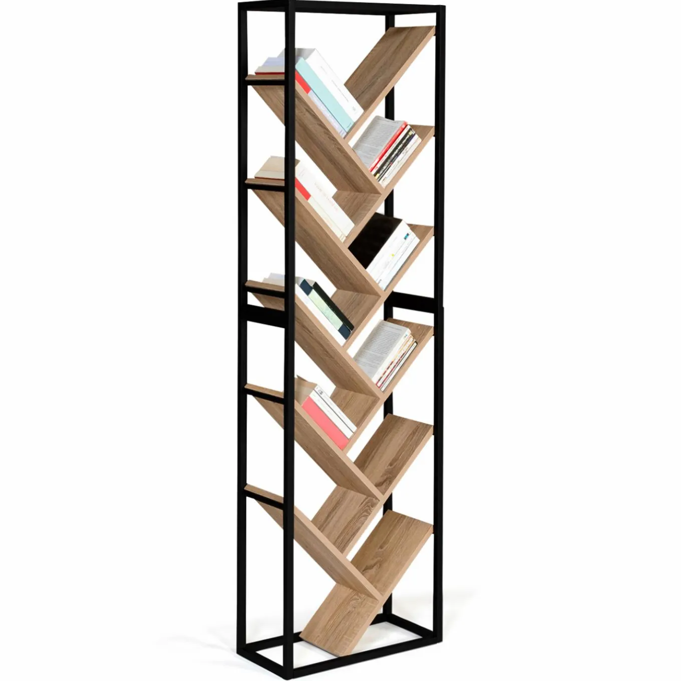 IDMarket Bibliothèque arbre style industriel bois et métal 10 niveaux* Meubles Hauts|Collection Agencement Magasin