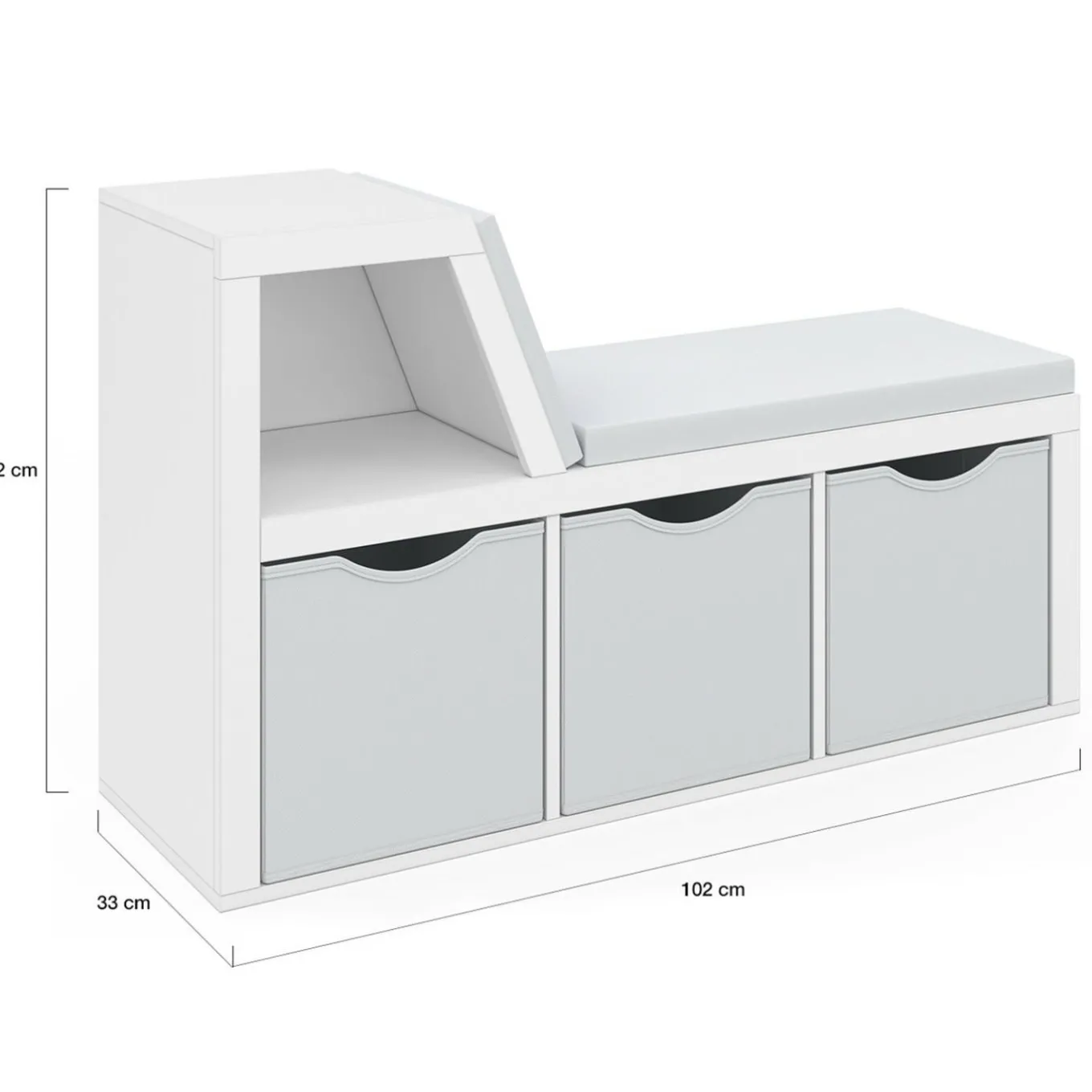 IDMarket Bibliothèque banc blanche bacs en tissu* Etagères|Bancs D'Entrée