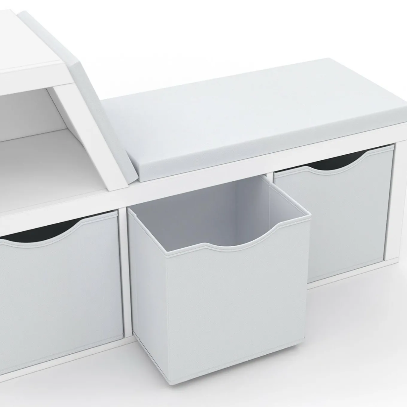 IDMarket Bibliothèque banc blanche bacs en tissu* Etagères|Bancs D'Entrée