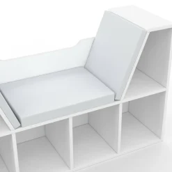 IDMarket Bibliothèque banc blanche 6 cases* Meubles Blancs|Etagères