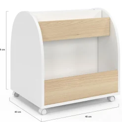 IDMarket Bibliothèque enfant sur roulettes hêtre et blanc*Enfant Meubles Blancs|Meubles En Bois