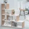IDMarket Bibliothèque escalier bois et blanc 6 cases* Meubles En Bois|Collection Design