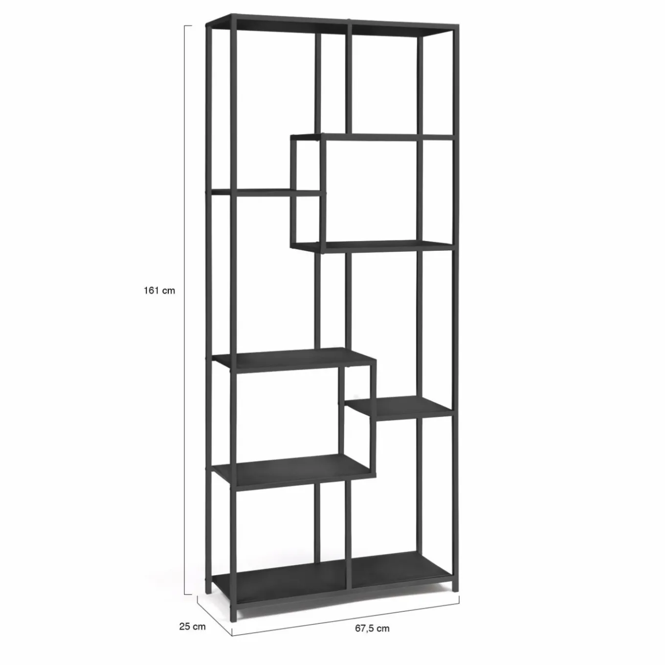 IDMarket Bibliothèque industrielle métal noir mat* Meubles Hauts|Meubles Noirs