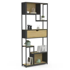 IDMarket Bibliothèque industrielle 6 niveaux asymétriques* Meubles Tiroirs|Meubles Hauts