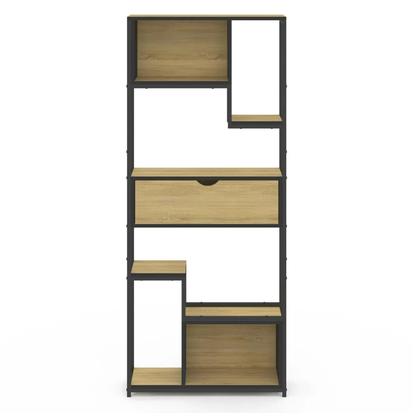 IDMarket Bibliothèque industrielle 6 niveaux asymétriques* Meubles Tiroirs|Meubles Hauts