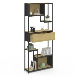 IDMarket Bibliothèque industrielle 6 niveaux asymétriques* Meubles Tiroirs|Meubles Hauts
