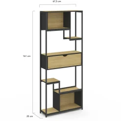 IDMarket Bibliothèque industrielle 6 niveaux asymétriques* Meubles Tiroirs|Meubles Hauts