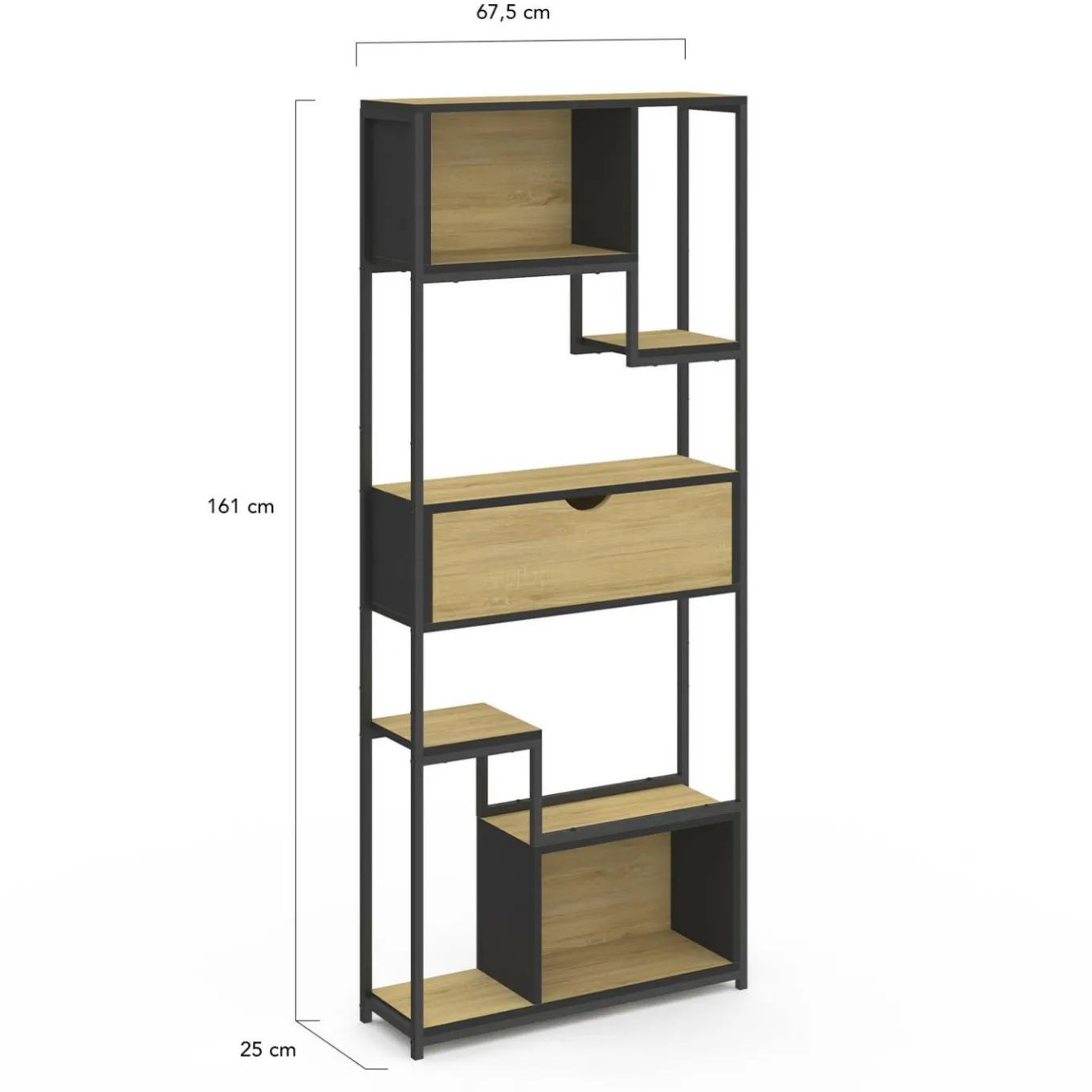 IDMarket Bibliothèque industrielle 6 niveaux asymétriques* Meubles Tiroirs|Meubles Hauts