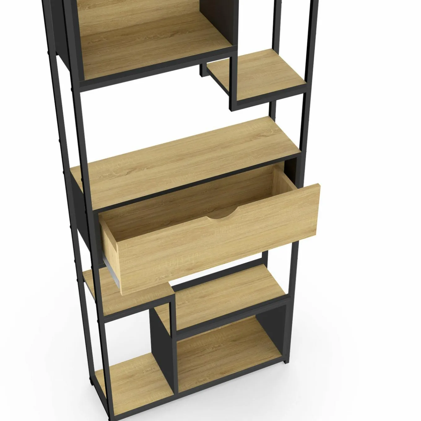 IDMarket Bibliothèque industrielle 6 niveaux asymétriques* Meubles Tiroirs|Meubles Hauts