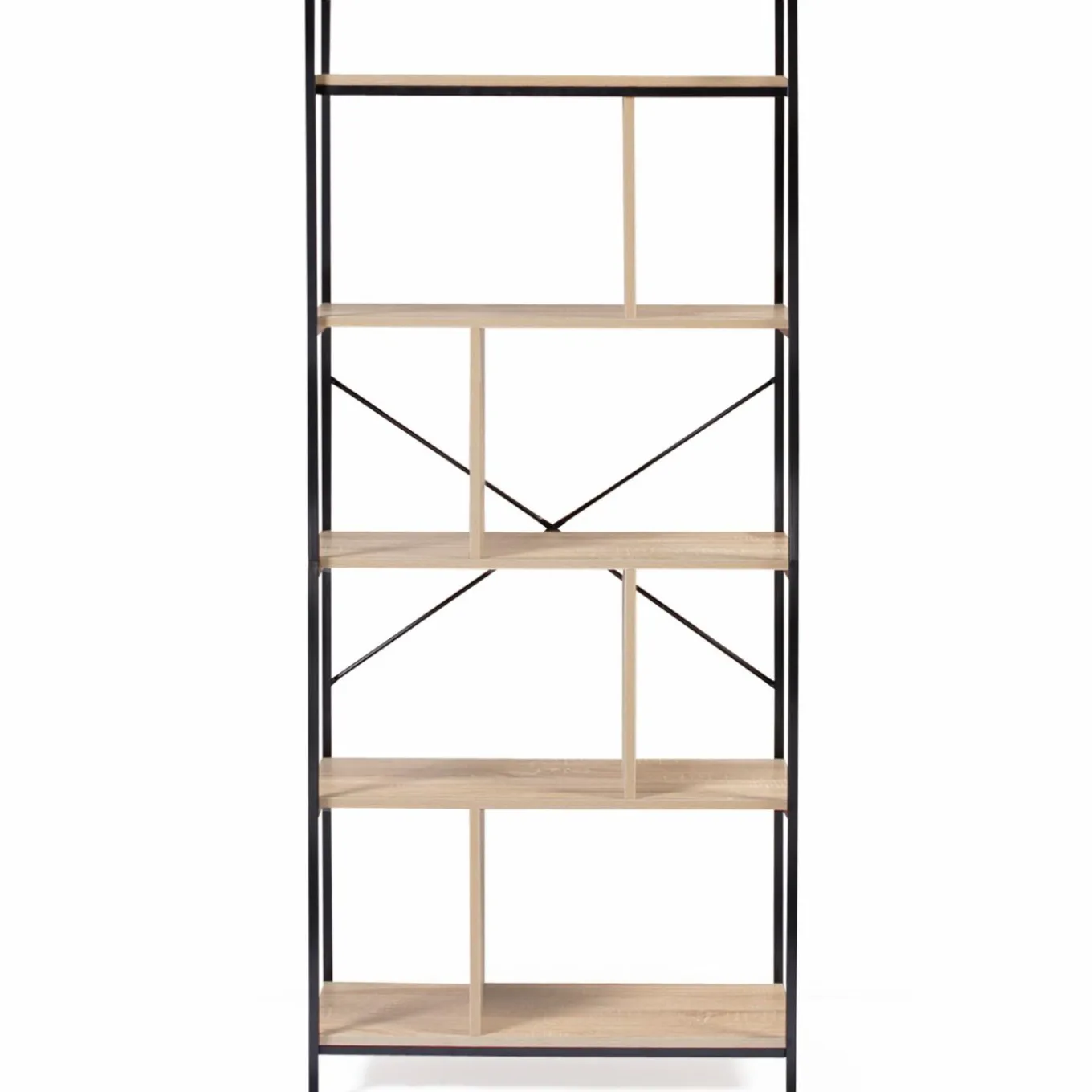 IDMarket Bibliothèque style industriel bois et métal 5 niveaux* Meubles Hauts|Collection Agencement Magasin