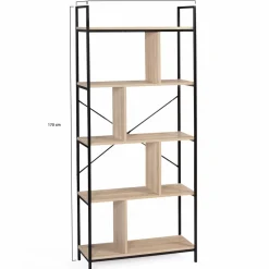 IDMarket Bibliothèque style industriel bois et métal 5 niveaux* Meubles Hauts|Collection Agencement Magasin