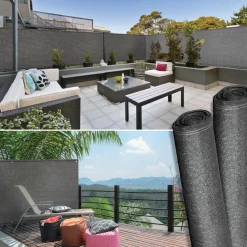 IDMarket Brise vue 1,2 m x 10 m gris anthracite occultant 300 g m²* Brise-Vues