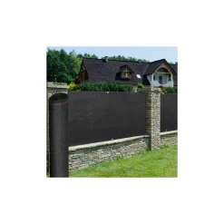 IDMarket Brise vue 1,8 m x 10 m noir occultant 220 gr/m²* Brise-Vues