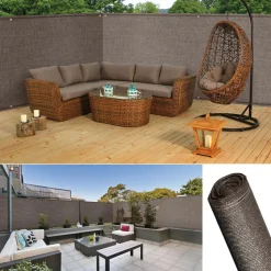 IDMarket Brise vue 1,8 m x 10 m taupe occultant 220 g m²* Brise-Vues