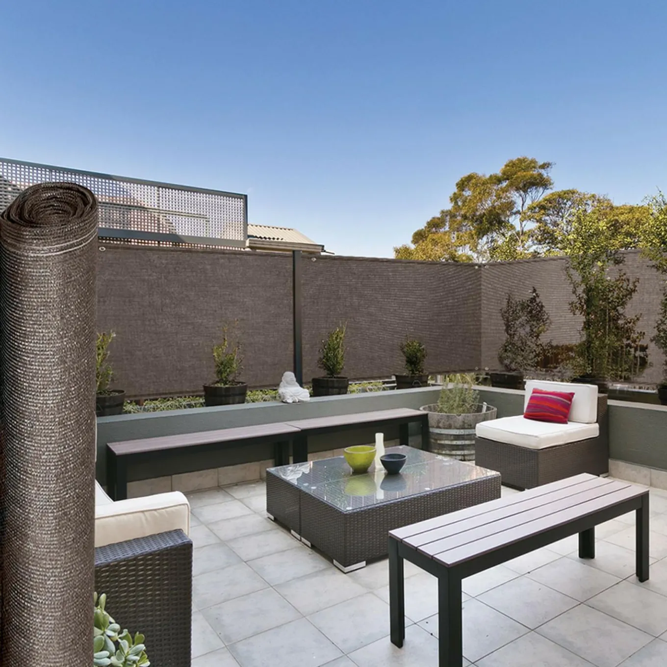 IDMarket Brise vue 1,8 m x 10 m taupe occultant 220 g m²* Brise-Vues