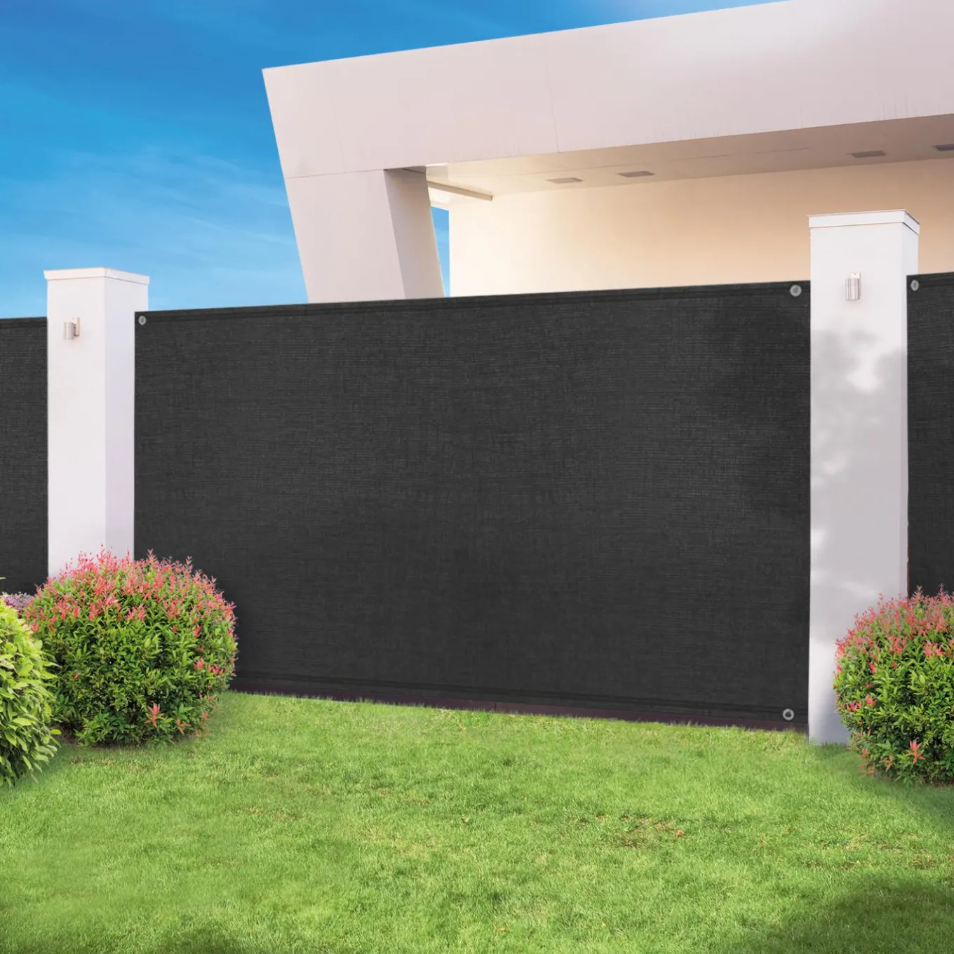 IDMarket Brise vue 1,8 m x 10m noir occultant 300 g m²* Brise-Vues