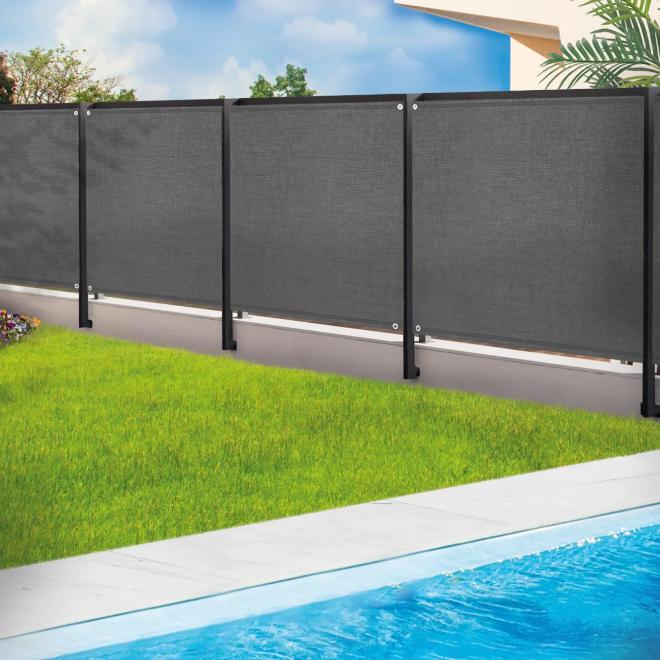 IDMarket Brise vue gris 1,2m x 10m occultant 220g m²* Brise-Vues