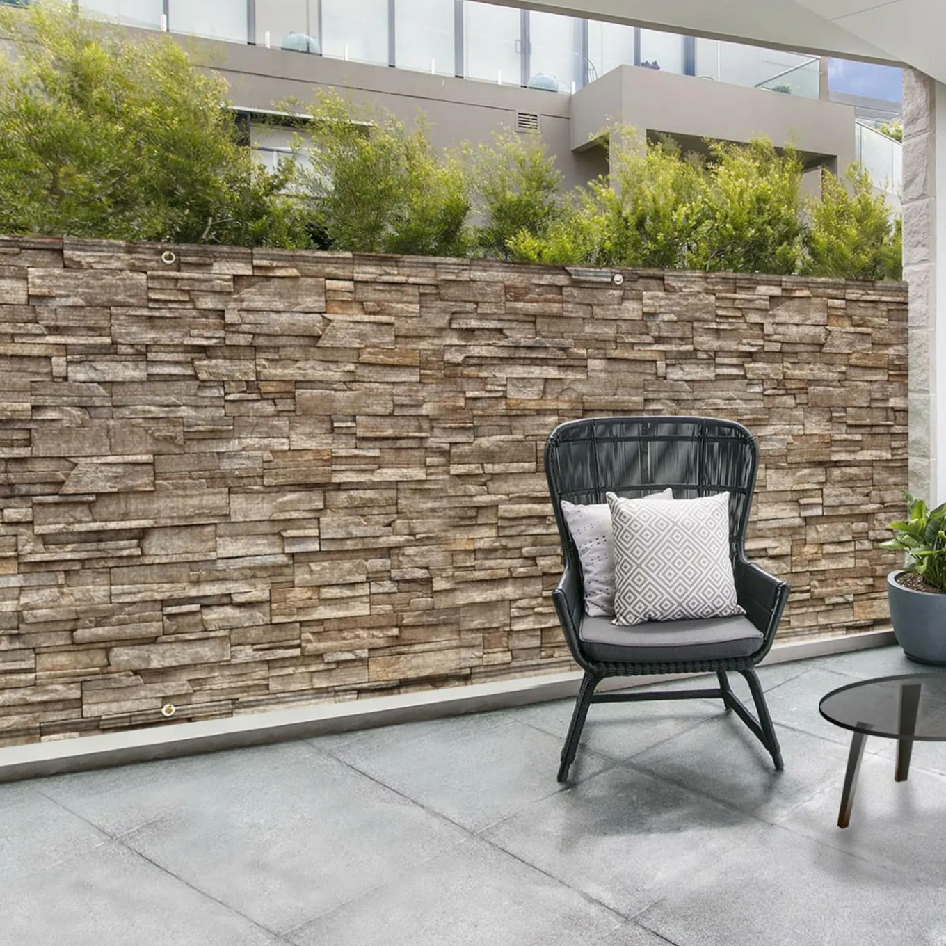 IDMarket Brise vue imitation pierre 1,8x10 m* Brise-Vues