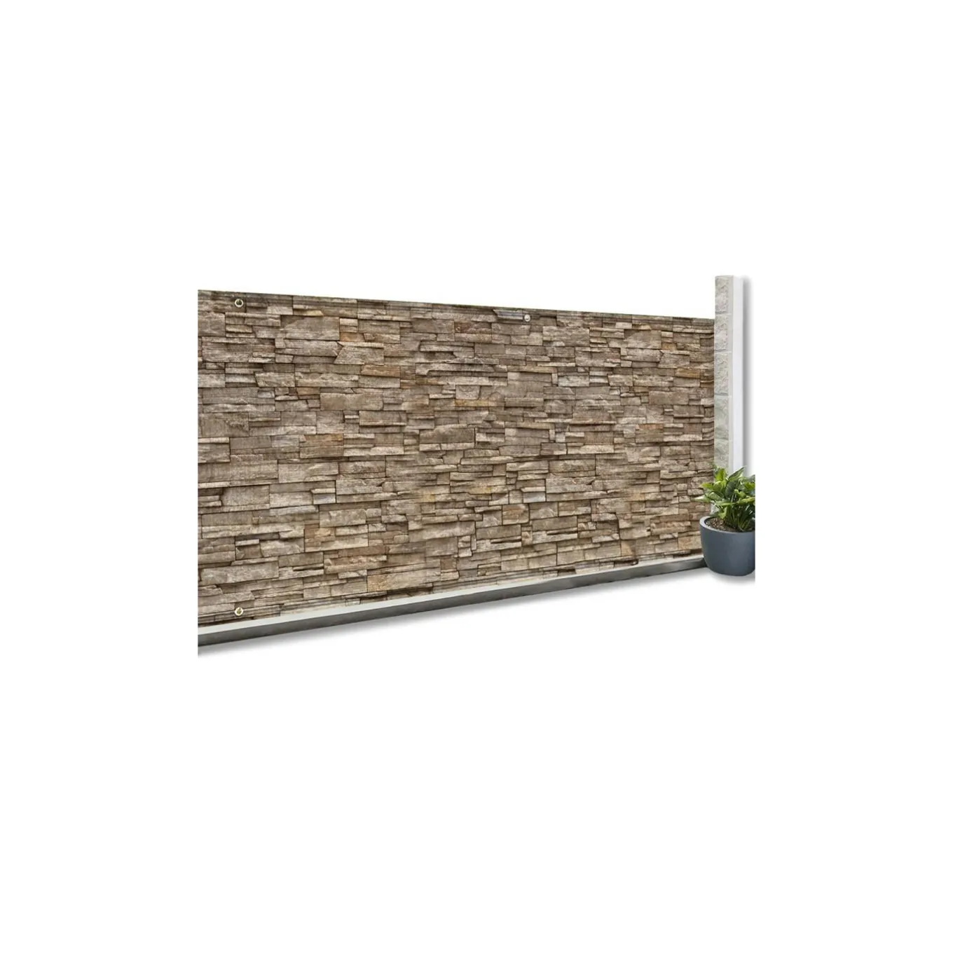 IDMarket Brise vue imitation pierre 1,8x10 m* Brise-Vues