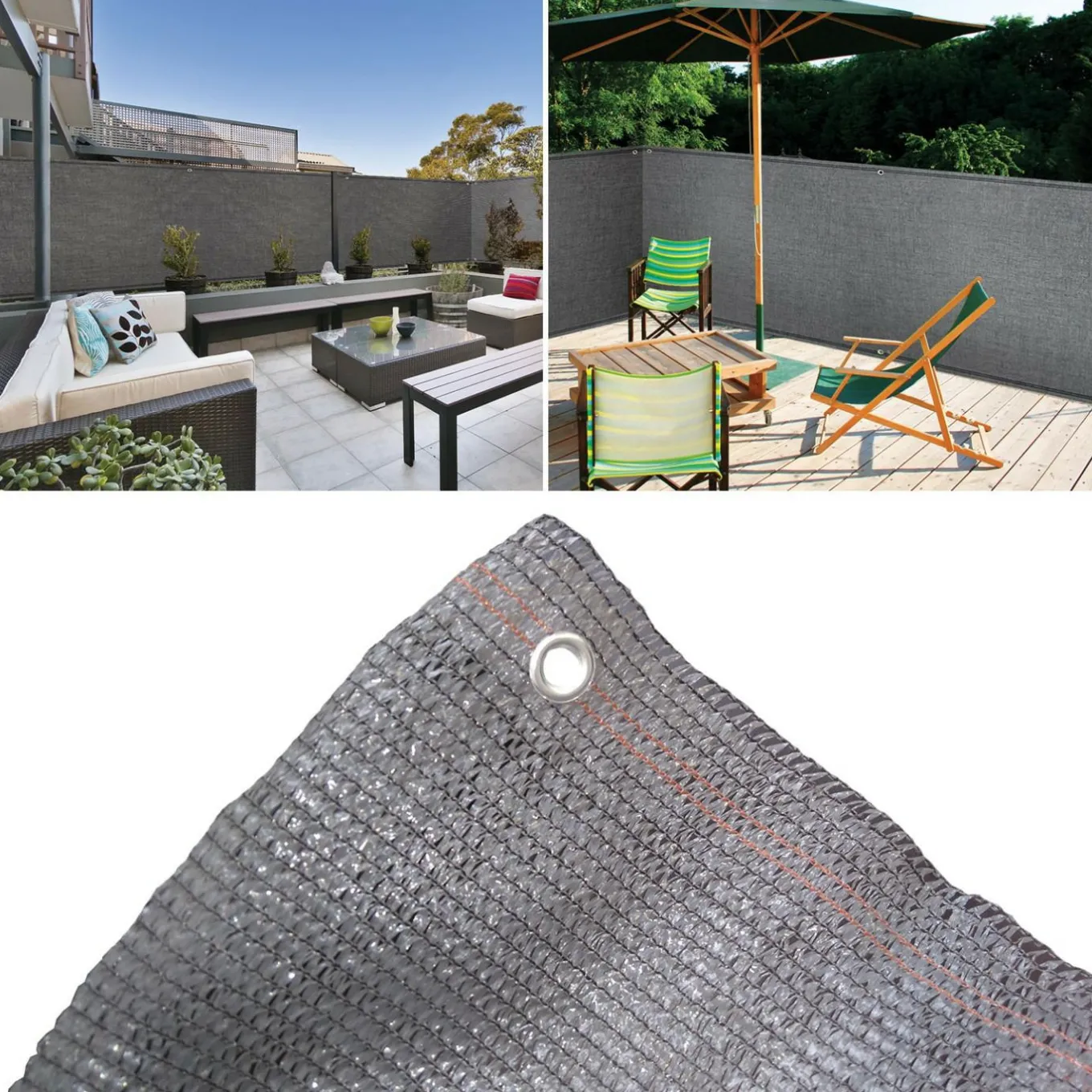 IDMarket Brise vue 1m x 10 m gris anthracite occultant 90 g m²* Brise-Vues