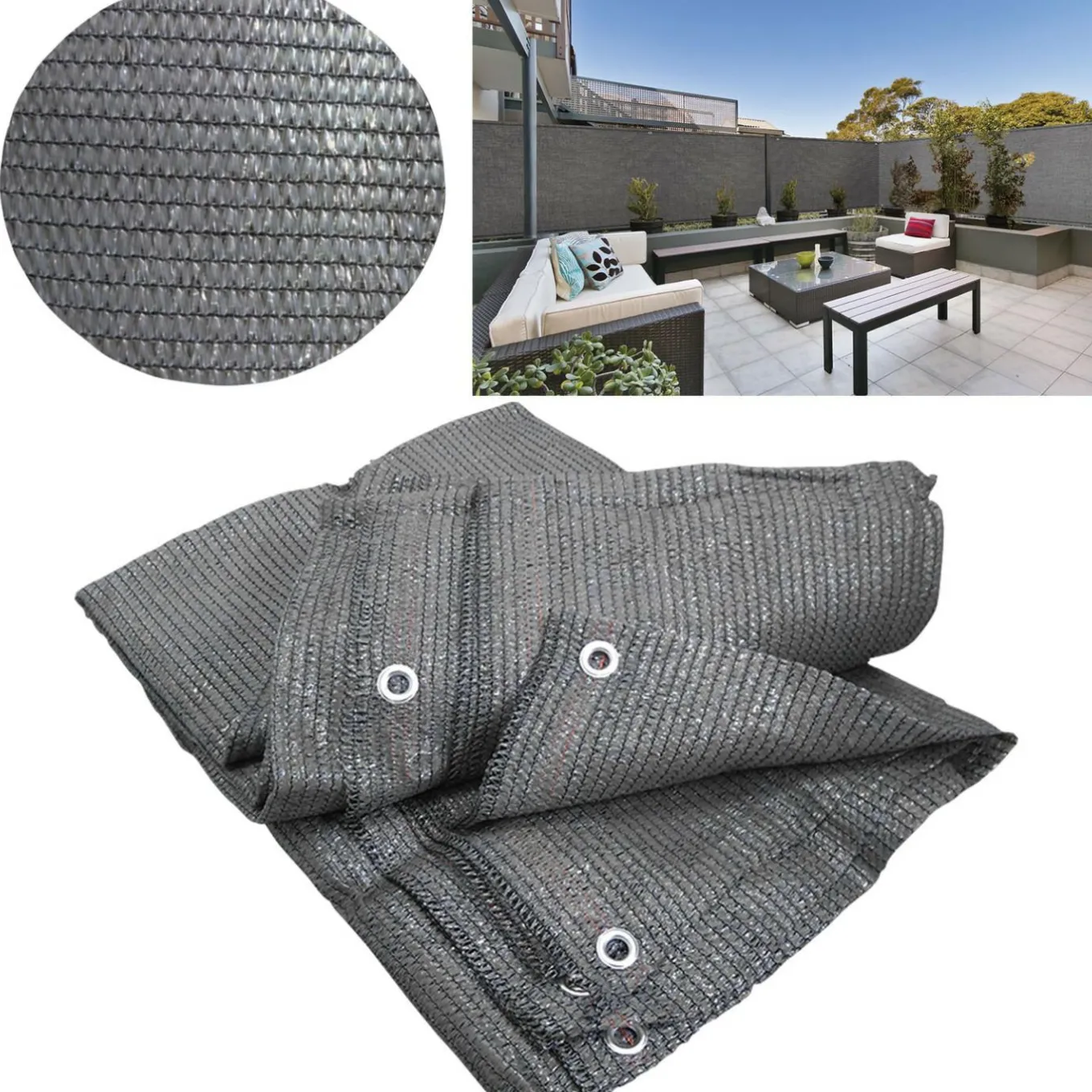 IDMarket Brise vue 1,5m x 10m gris occultant 90g m²* Brise-Vues