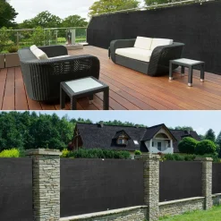 IDMarket Brise vue 1,5m x 10m noir occultant 220g m²* Brise-Vues