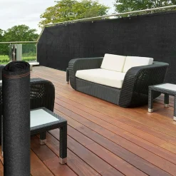 IDMarket Brise vue 1,5m x 10m noir occultant 220g m²* Brise-Vues