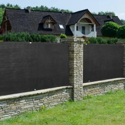 IDMarket Brise vue noir 2 m x 10 m occultant 300 gr/m²* Brise-Vues