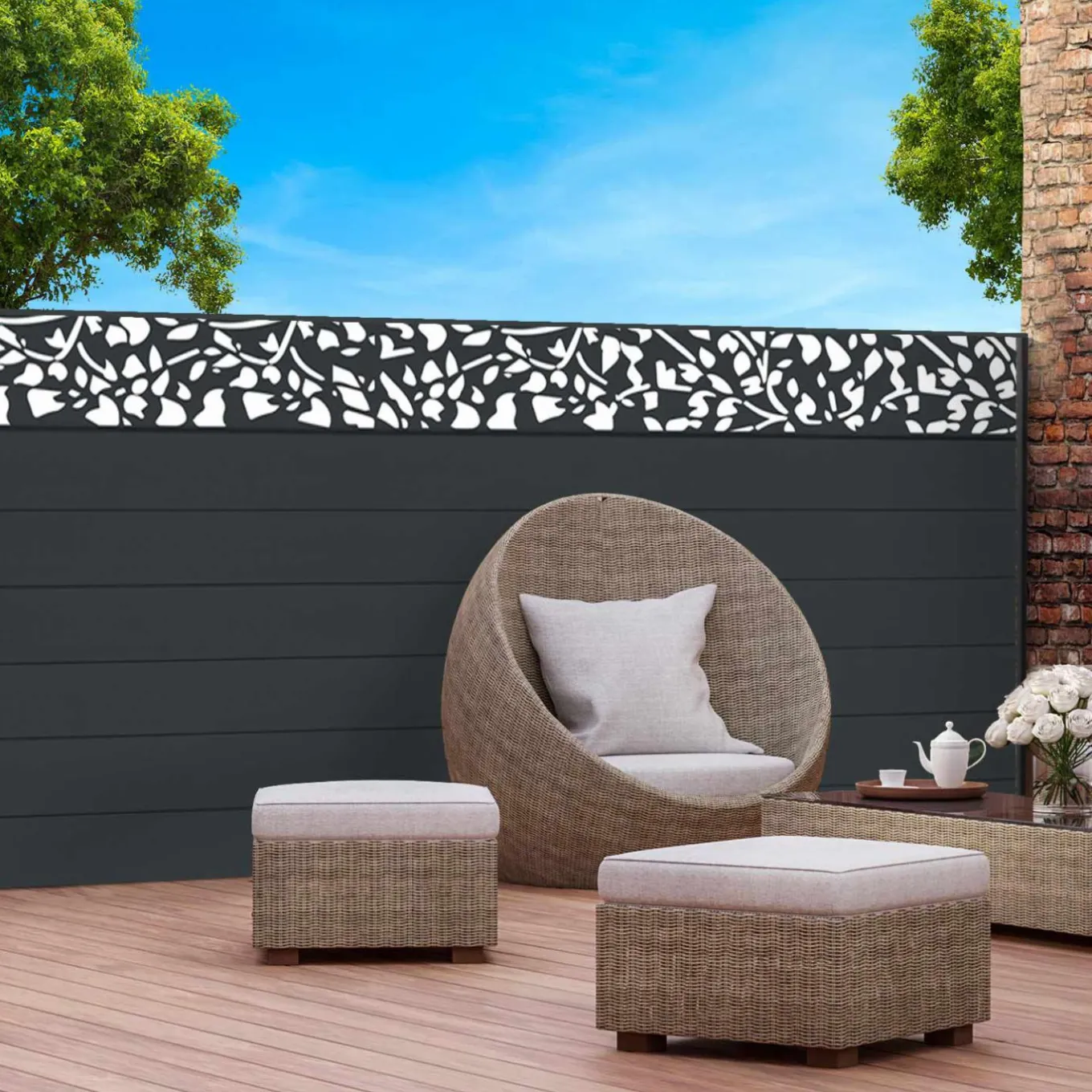 IDMarket Brise vue occultant effet lames de clôture motifs FLOWER 1,5 x 10M 160 gr/m²* Brise-Vues