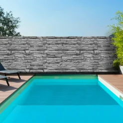 IDMarket Brise vue occultant gris a motif de pierre 1,8 x 10 M* Brise-Vues