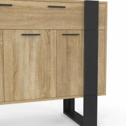 IDMarket Buffet 100 cm 3 portes 1 tiroir noir* Buffets|Collection Industrielle