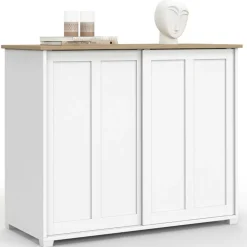 IDMarket Buffet 100 cm 2 portes coulissantes blanc* Meubles Blancs|Meubles En Bois