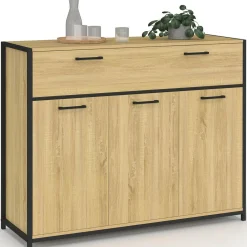 IDMarket Buffet 100 cm 3 portes et 1 tiroir design industriel* Meubles Tiroirs|Collection Industrielle