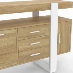IDMarket Buffet 140 cm bois et blanc* Meubles Tiroirs|Meubles En Bois