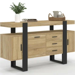IDMarket Buffet 140 cm bois et nois* Meubles En Bois|Collection Industrielle