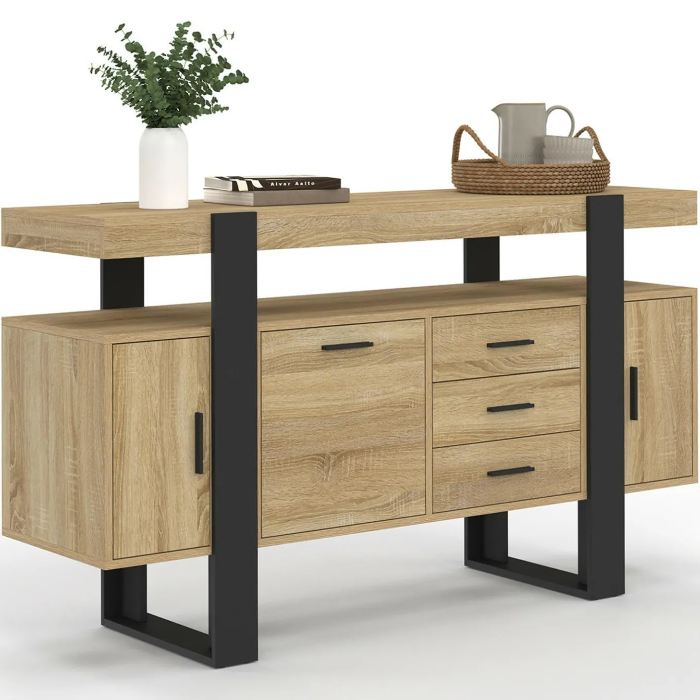 IDMarket Buffet 140 cm bois et nois* Meubles En Bois|Collection Industrielle