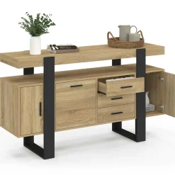 IDMarket Buffet 140 cm bois et nois* Meubles En Bois|Collection Industrielle