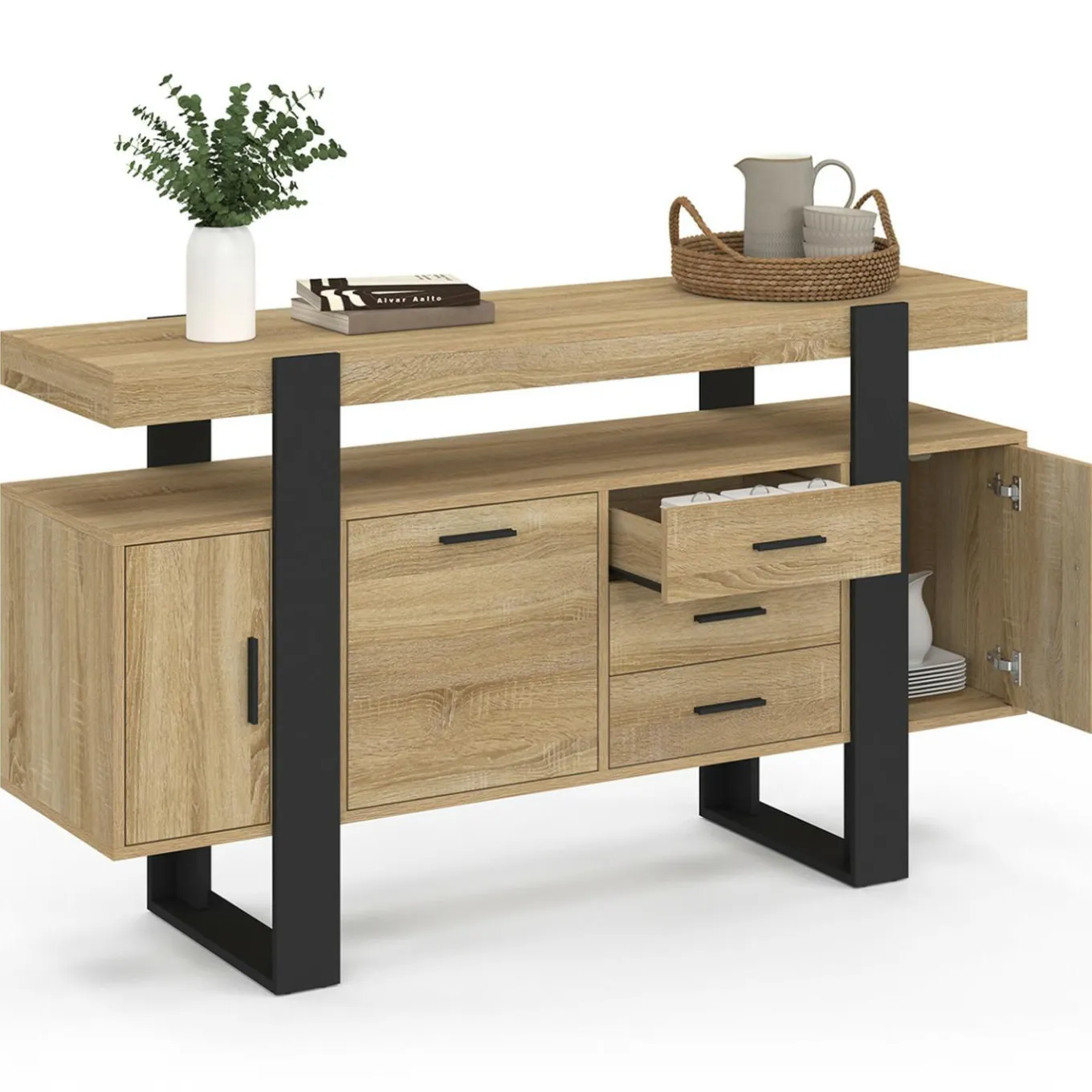 IDMarket Buffet 140 cm bois et nois* Meubles En Bois|Collection Industrielle
