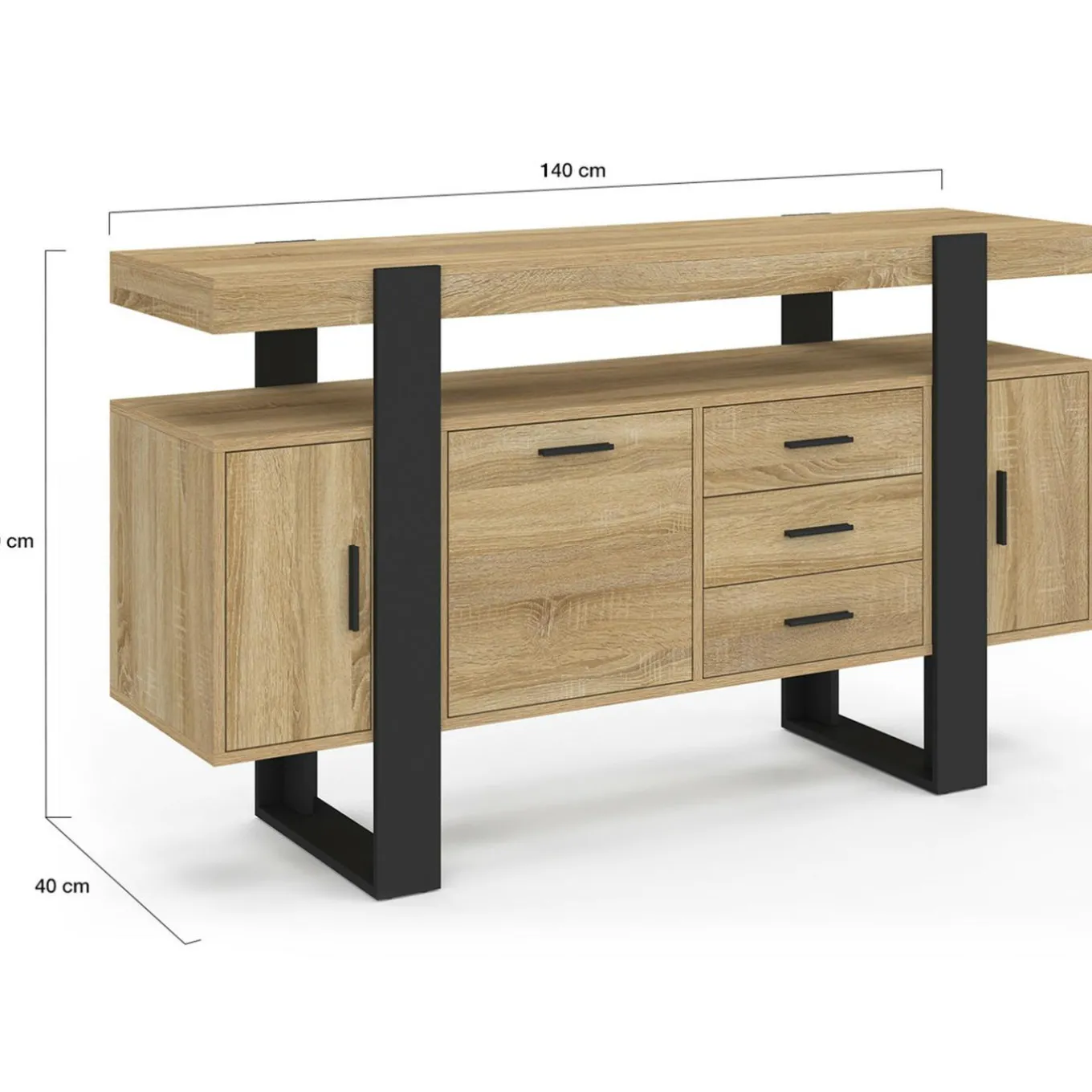 IDMarket Buffet 140 cm bois et nois* Meubles En Bois|Collection Industrielle