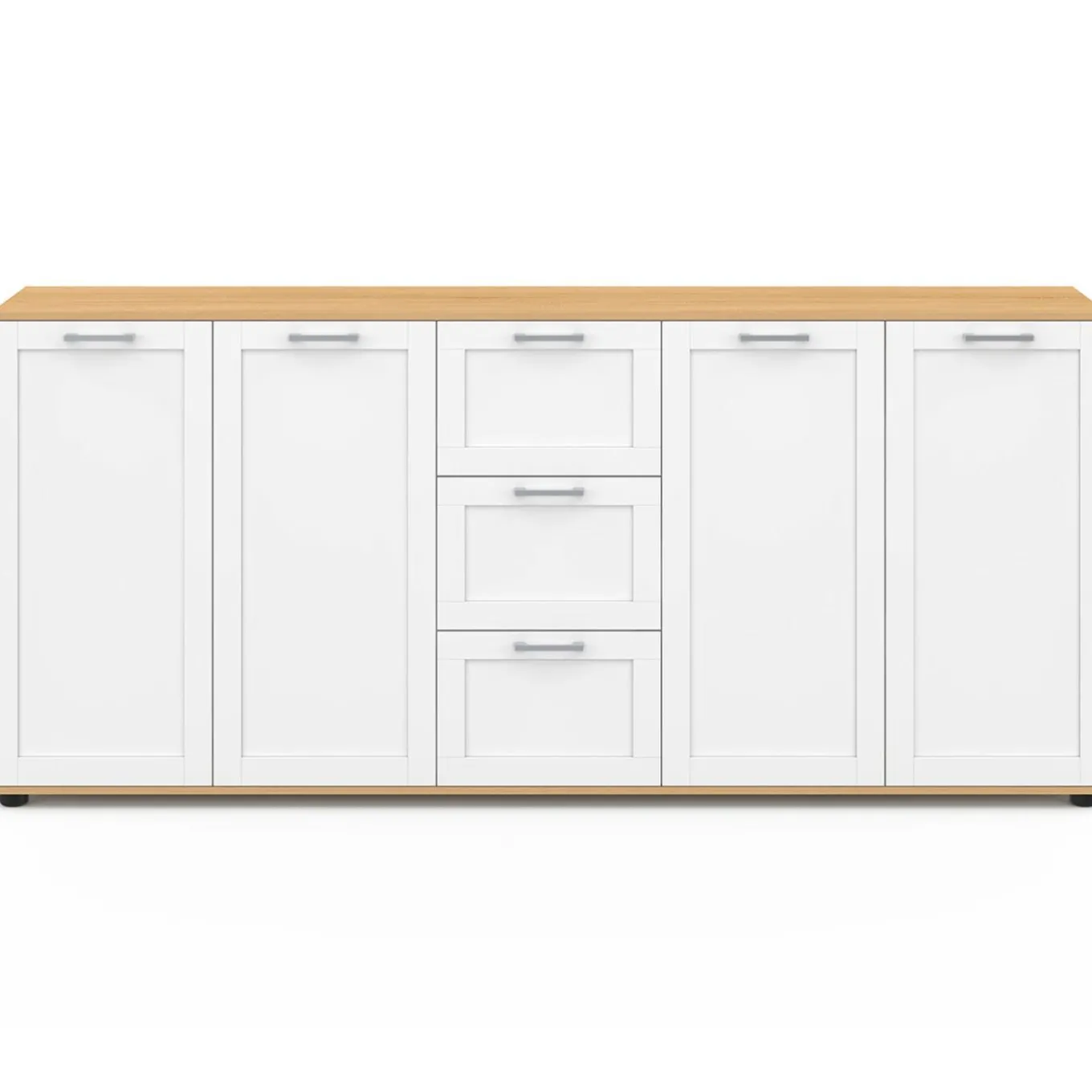 IDMarket Buffet 180 cm XXL 4 portes avec 3 tiroirs bois et blanc* Buffets